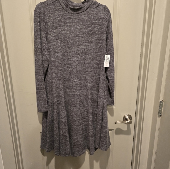 At The Knee Hacci Mock Neck Fit N Flare Dress - Picture 4 of 7